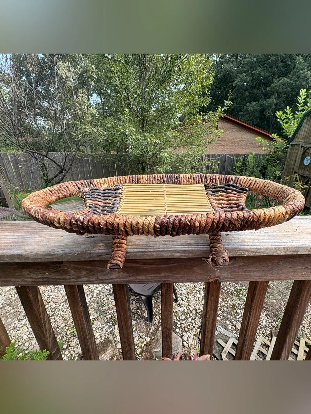 Handwoven Natural Brown Rattan Serving Tray
